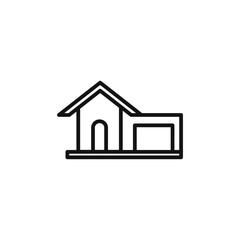 house with garage icon outline collection in black and on white background