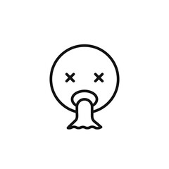 Nausea icon outline collection in black and on white background