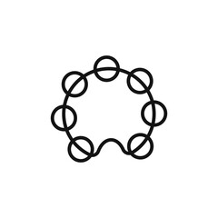 Tambourine icon outline collection in black and on white background