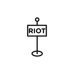 Riot sign icon outline collection in black and on white background