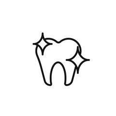Teeth cleaning icon outline collection in black and on white background
