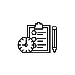 testing time icon outline collection in black and on white background