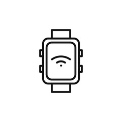 Smart watch icon outline collection in black and on white background