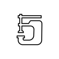 Vice clamp icon outline collection in black and on white background