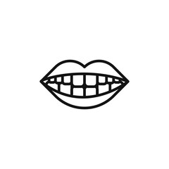 smile with teeth icon outline collection in black and on white background