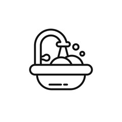 Fototapeta premium Washing plate icon outline collection in black and on white background