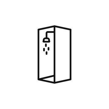 recommend clip art: Shower cabin bathroom icon outline collection in black and on white background