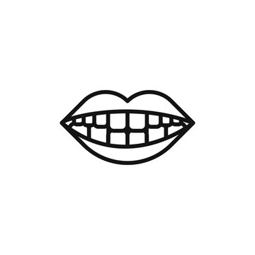 recommend clip art: smile with teeth icon outline collection in black and on white background