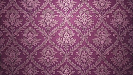 Intricate Floral Damask Pattern in Deep Purple, Wallpaper, Decorative, Classic, Design