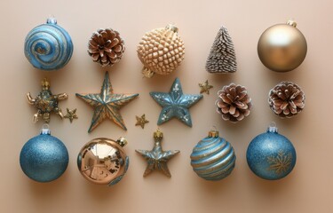 Blue and Gold Christmas Ornaments
