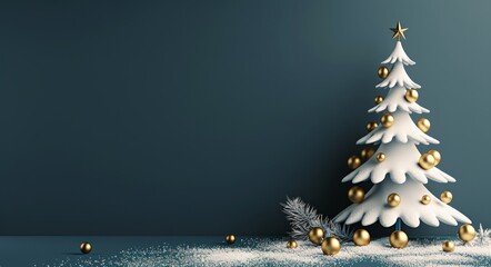 White Christmas Tree With Gold Ornaments