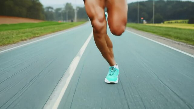 close-up of a runner's legs as they form triangles and lines