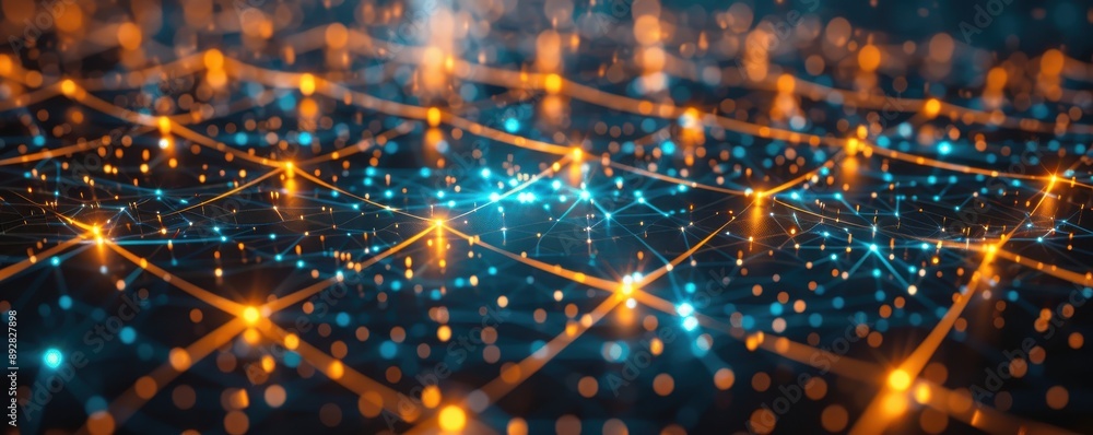 Leinwandbilder a digital network with glowing nodes and data pathways, creating a web-like structure against a dark