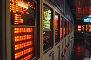 Vintage Red Digital Displays Control Room