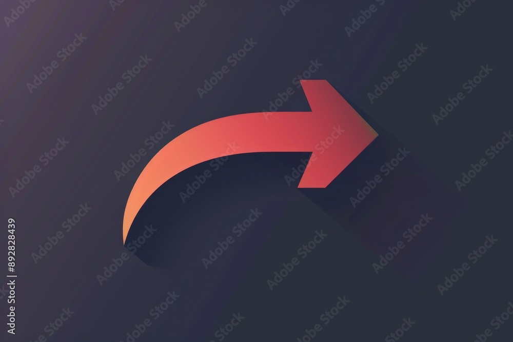 Poster a single red arrow with a long shadow on a dark background, suitable for use in presentations and de