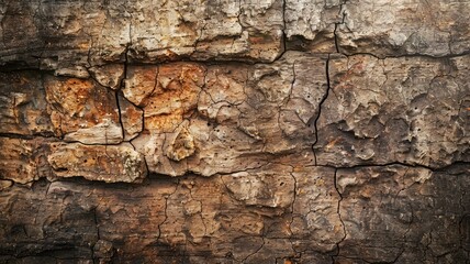 Weathered brownish tree bark texture with deep cracks and rough surface details