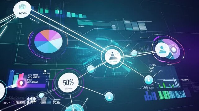 Perspective of a digital analytics data visualization monitor screen