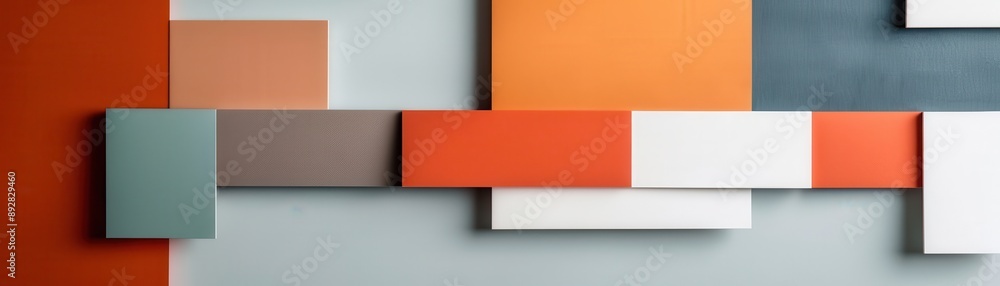 Poster a minimalist abstract design with bold blocks of color and a large white copy space at the top