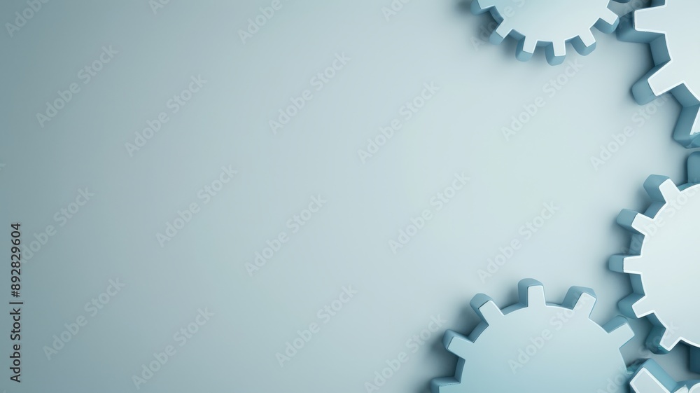Poster a minimalist design featuring a single large gear in the bottom left corner, with the rest of the ca