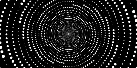 Abstract background with concentric circles in black and white colors. Radiating lines. Vector Illustration.	