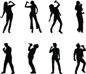 A silhouette collection of singers 