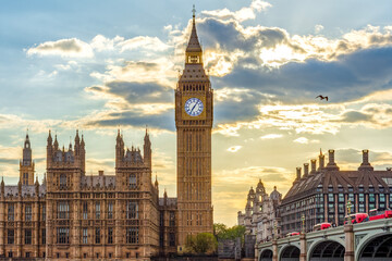 Fototapeta premium Big Ben tower at sunset, London, UK