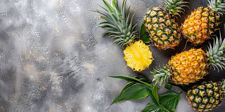 Pineapple with , surrounded by lush green leaves. Isolated pinaple