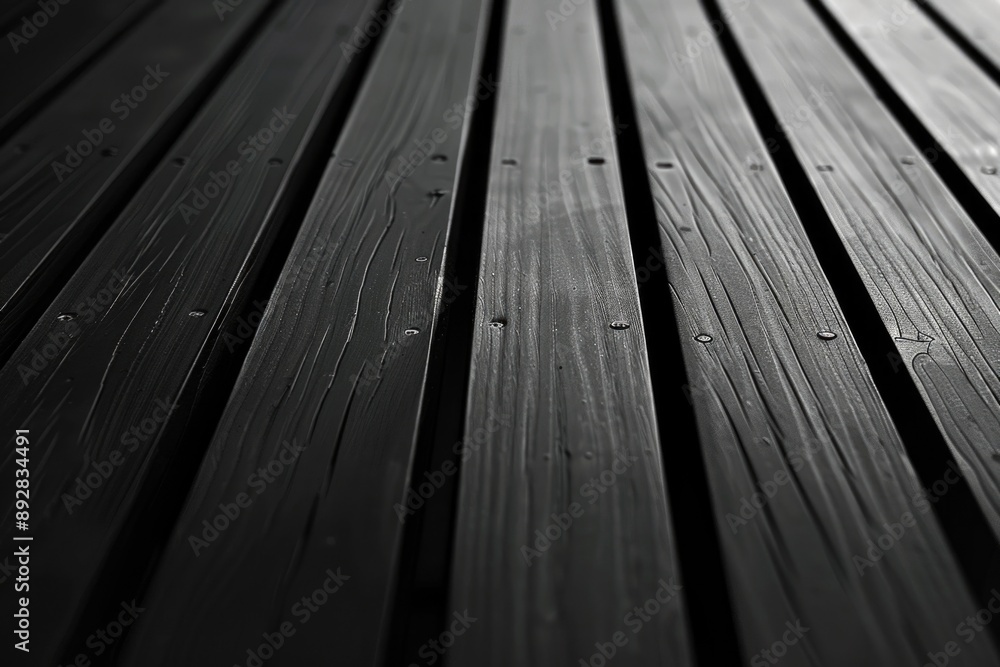 Sticker Simple black and white photo of a wooden floor pattern