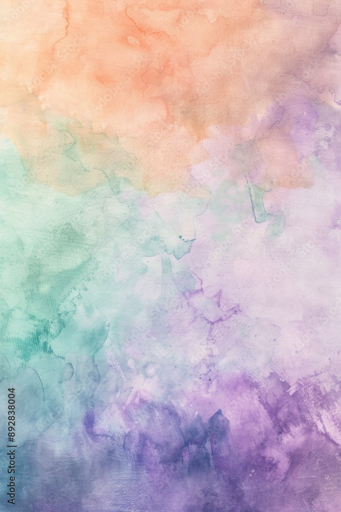 Poster abstract watercolor background in multiple colors with a gradient of orange, green and purple, perfe