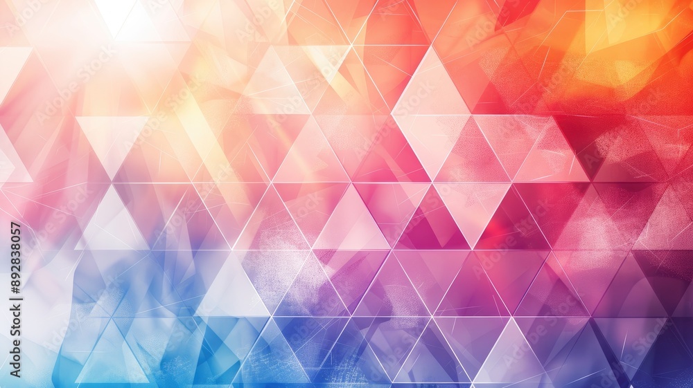 Poster colorful abstract geometric background with triangular shapes and gradient of warm cool colors