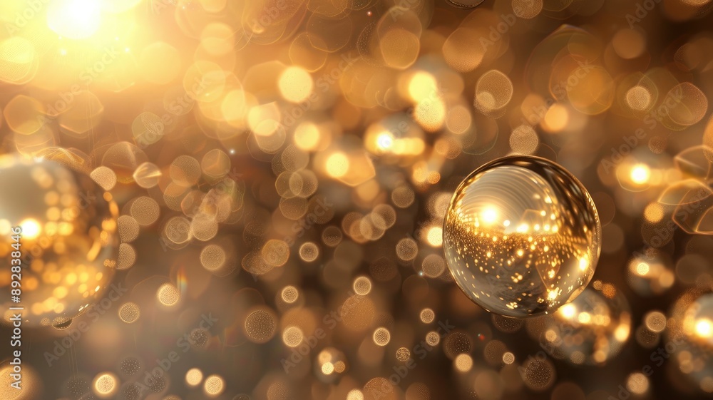 Poster abstract image of glowing spheres with bokeh light effect