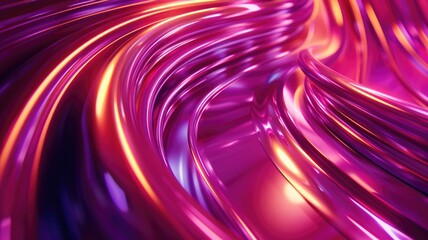 Fototapeta premium Vibrant abstract waves of purple and pink hues with glossy metallic finish