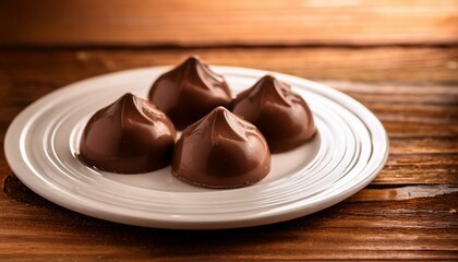 Trufas de Chocolate em cima de um prato de porcelana