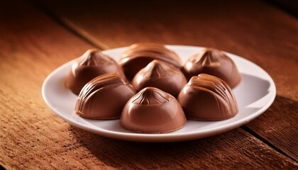 Trufas de Chocolate em cima de um prato de porcelana