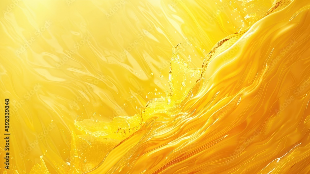 Poster abstract golden liquid swirl with dynamic splash and fluid motion
