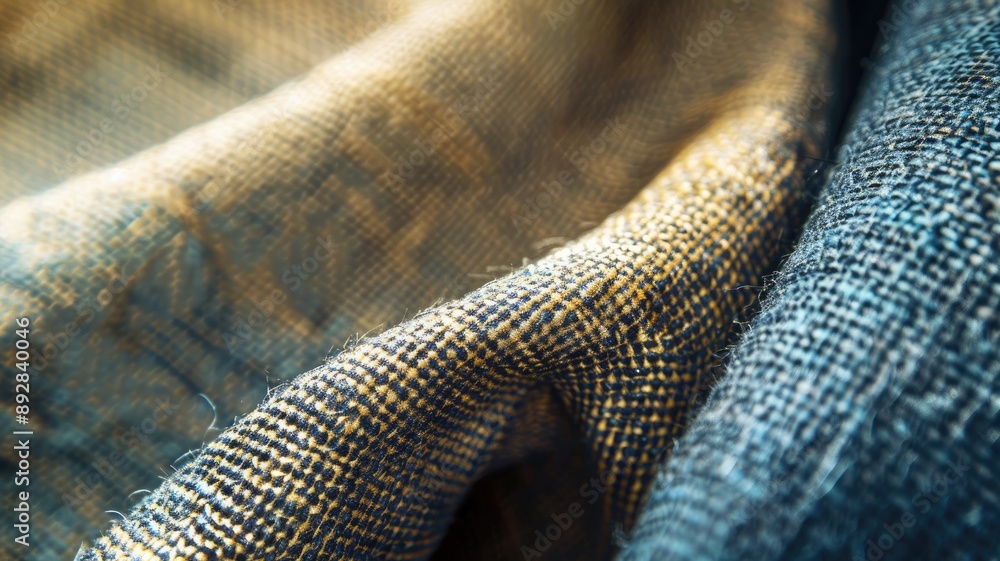 Poster close-up view of textured fabric with intricate woven pattern