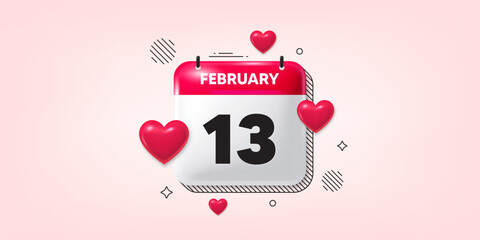 Calendar date of February 3d icon. 13th day of the month icon. Event schedule date. Meeting appointment time. 13th day of February. Calendar month date banner. Day or Monthly page. Vector