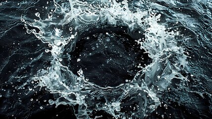 Top view looking straight down of a water splash in ocean, splash ring, Generative AI illustrations. 