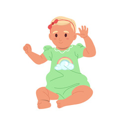 Happy smiling cheerful newborn baby cartoon infant girl child character isolated on white background