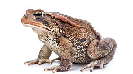 Fototapeta premium Southern toad isolated on white background in detailed side profile view