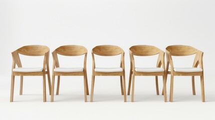 Contemporary Nordic wooden chair set on white. Furniture series.