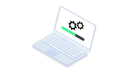 Loading Bar Animation on Laptop Screen