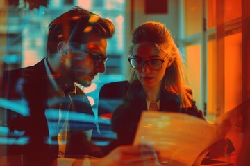 Obraz premium A couple studying papers together