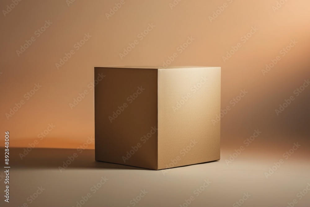 Poster a small brown box sits on a table surface, waiting to be opened or used