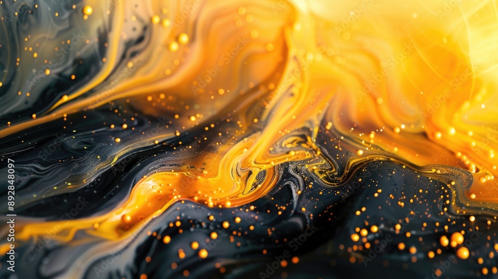 Poster close-up shot of liquid droplets on a surface, suitable for use in scientific or educational context