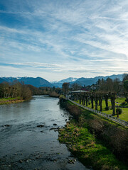 Naklejka premium Vue de Nay, Pyrénées Atlantiques