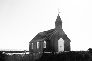 Iceland. A simple black icelandic church.