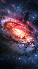 Galaxia en forma vertical hermoso paisaje del espacio 