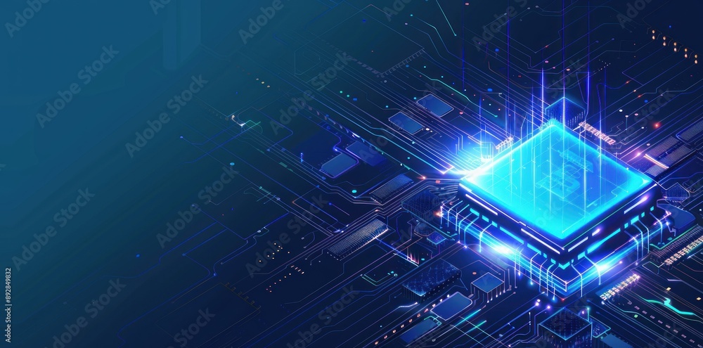 Aufkleber a stylized representation of a circuit board with glowing elements