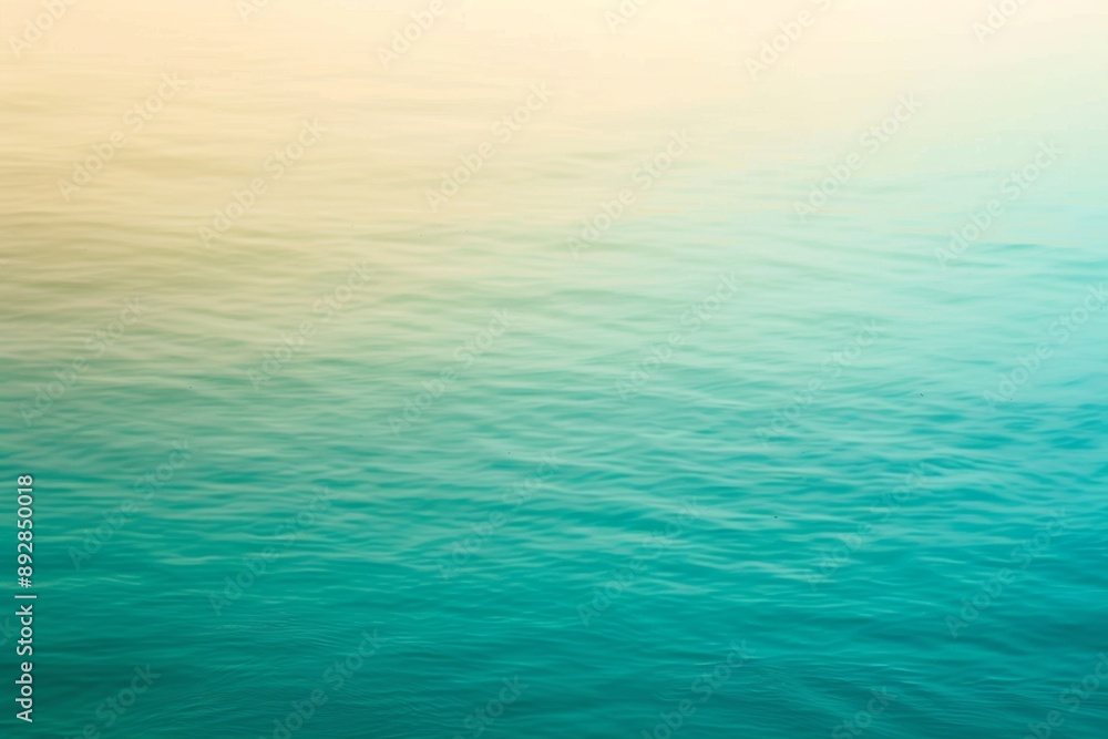 Poster calm ocean water merges with bright sky, creating a stunning gradient from turquoise to yellow. sere